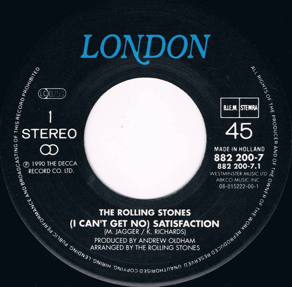 The Rolling Stones : (I Can't Get No) Satisfaction (7")