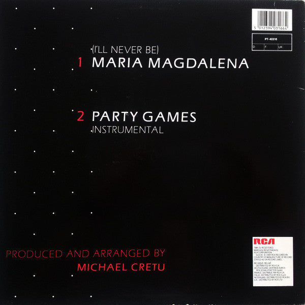 Sandra : (I'll Never Be) Maria Magdalena (12", Maxi)