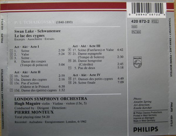 Pyotr Ilyich Tchaikovsky, London Symphony Orchestra, Pierre Monteux : Swan Lake - Schwanensee - Le Lac Des Cygnes (CD, RE, RM)