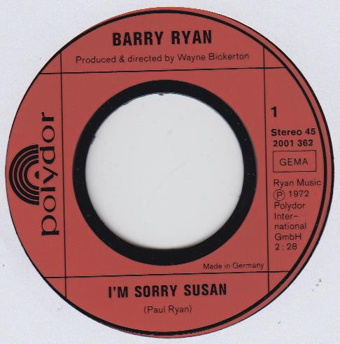 Barry Ryan : I'm Sorry Susan (7", Single)