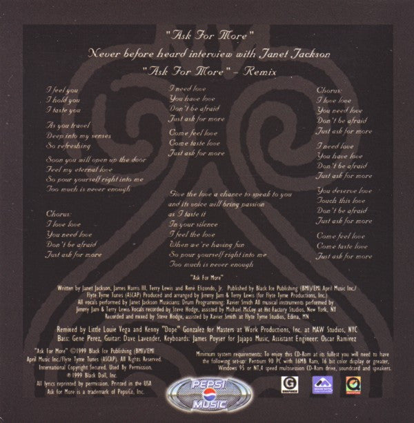 Janet Jackson : Ask For More (CD, Enh, Promo, Car)