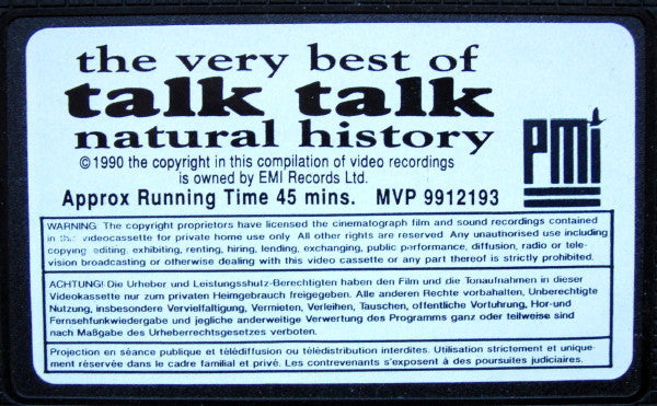Talk Talk : Natural History (The Very Best Of Talk Talk) (A Video Selection) (VHS, Comp, PAL)