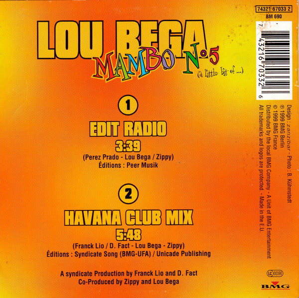 Lou Bega : Mambo N°5 (A Little Bit Of...) (CD, Single)