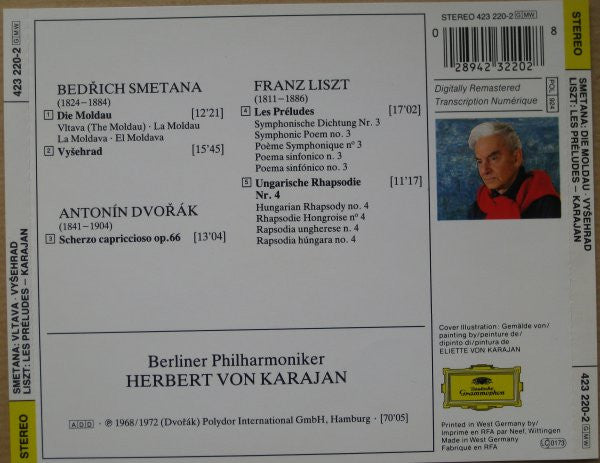 Bedřich Smetana : Antonín Dvořák : Franz Liszt : Herbert von Karajan, Berliner Philharmoniker : Die Moldau · Vyšehrad / Scherzo Capriccioso / Les Préludes · Ungarische Rhapsodie Nr. 4 (CD, Comp, RM)