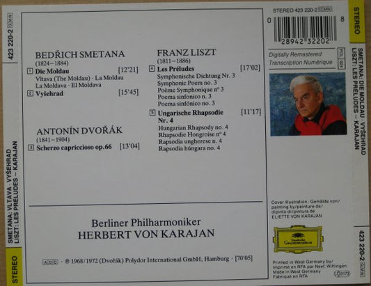 Bedřich Smetana : Antonín Dvořák : Franz Liszt : Herbert von Karajan, Berliner Philharmoniker : Die Moldau · Vyšehrad / Scherzo Capriccioso / Les Préludes · Ungarische Rhapsodie Nr. 4 (CD, Comp, RM)