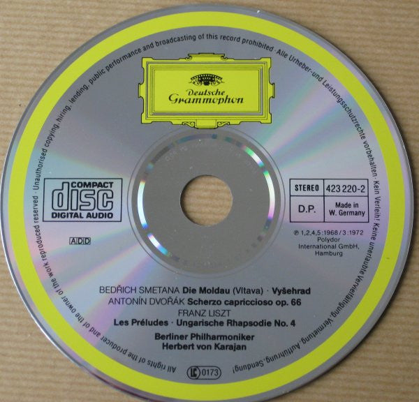 Bedřich Smetana : Antonín Dvořák : Franz Liszt : Herbert von Karajan, Berliner Philharmoniker : Die Moldau · Vyšehrad / Scherzo Capriccioso / Les Préludes · Ungarische Rhapsodie Nr. 4 (CD, Comp, RM)