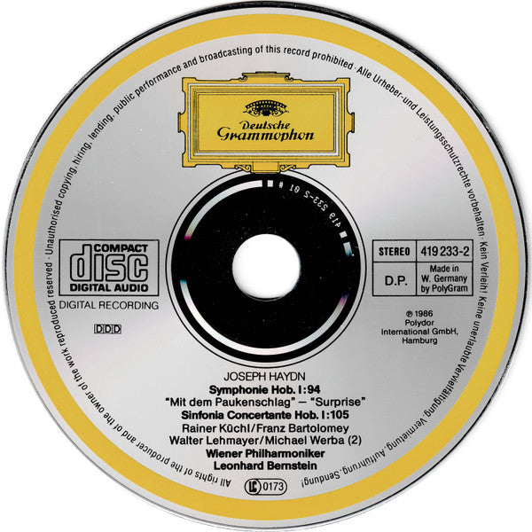 Joseph Haydn • Wiener Philharmoniker • Leonard Bernstein : Symphonie No.94 »Mit Dem Paukenschlag • Surprise« • Sinfonia Concertante (CD)