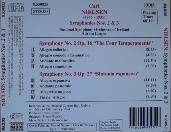 Carl Nielsen : National Symphony Orchestra Of Ireland, Adrian Leaper : Symphonies No. 2 "The Four Temperaments", No. 3 "Sinfonia Espansiva" (CD)