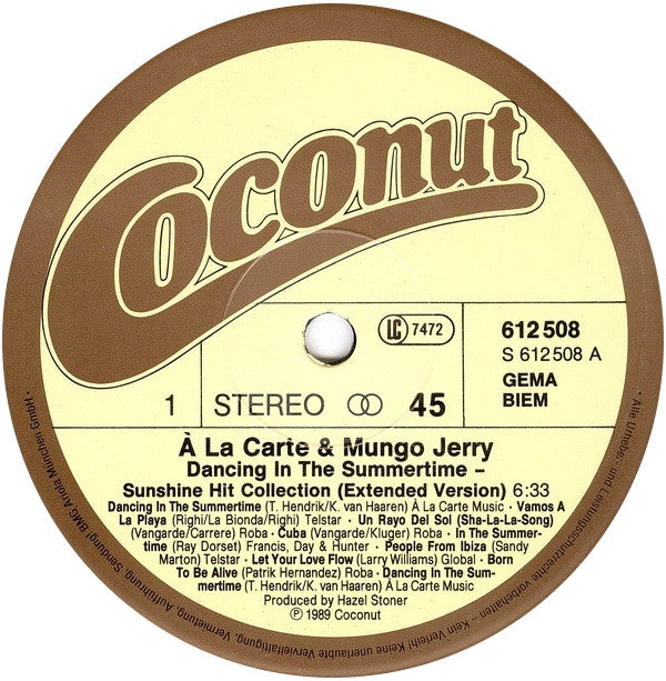 À La Carte & Mungo Jerry : Dancing In The Summertime - Sunshine Hit Collection (12", Maxi, P/Mixed)