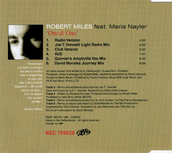 Robert Miles Feat. Maria Nayler : One & One (CD, Maxi)