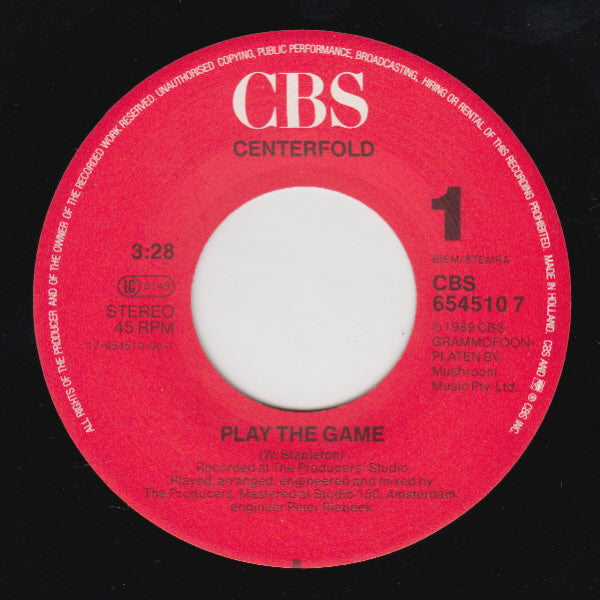 Centerfold : Play The Game (7", Single)