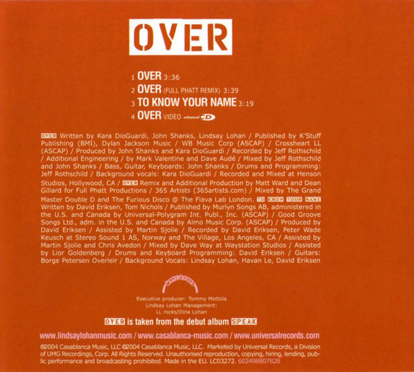 Lindsay Lohan : Over (CD, Maxi, Enh)