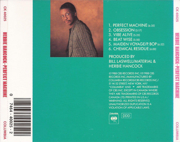 Herbie Hancock : Perfect Machine (CD, Album, RP)