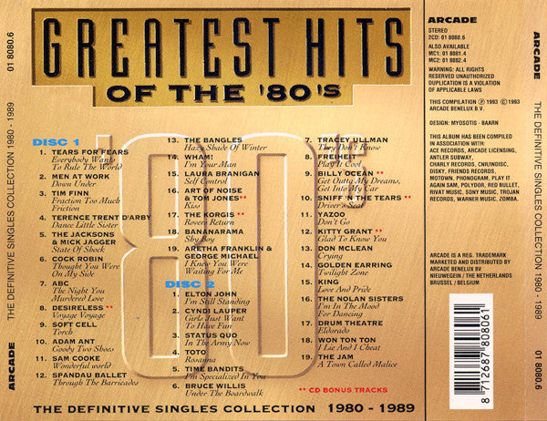 Various : Greatest Hits Of The '80's Volume 2 (The Definitive Singles Collection 1980 - 1989) (2xCD, Comp)