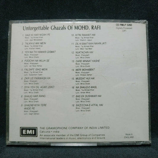 Mohammed Rafi : Unforgettable Ghazals of Mohd. Rafi (CD, Comp)