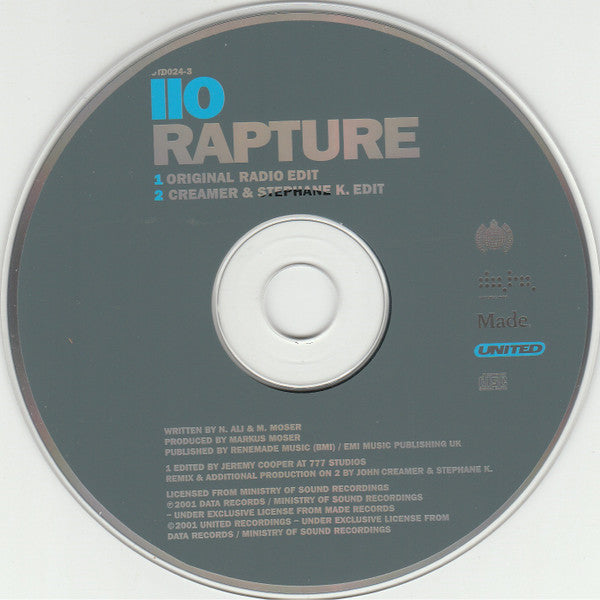 iiO : Rapture (CD, Single)