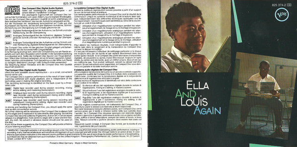 Ella Fitzgerald And Louis Armstrong : Ella And Louis Again (CD, Album, Mono, RE, RM)