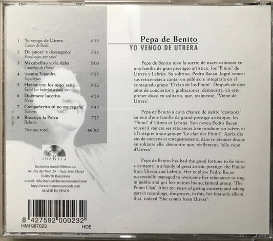 Pepa De Benito : Yo Vengo de Utrera (CD, Album)