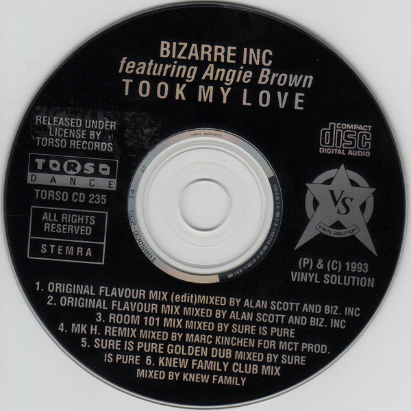 Bizarre Inc Featuring Angie Brown : Took My Love (CD, Maxi)