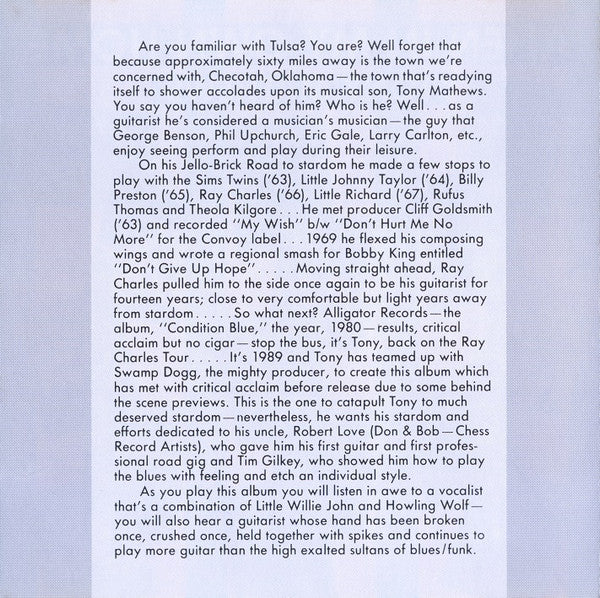 Tony Mathews : Alien In My Own Home (CD, Album)