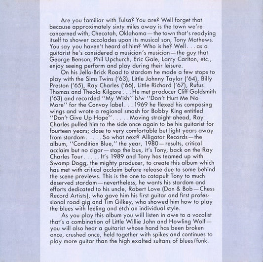 Tony Mathews : Alien In My Own Home (CD, Album)