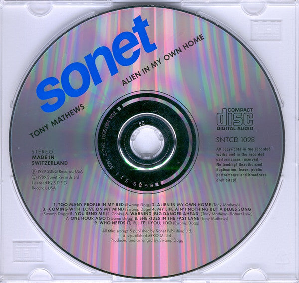 Tony Mathews : Alien In My Own Home (CD, Album)
