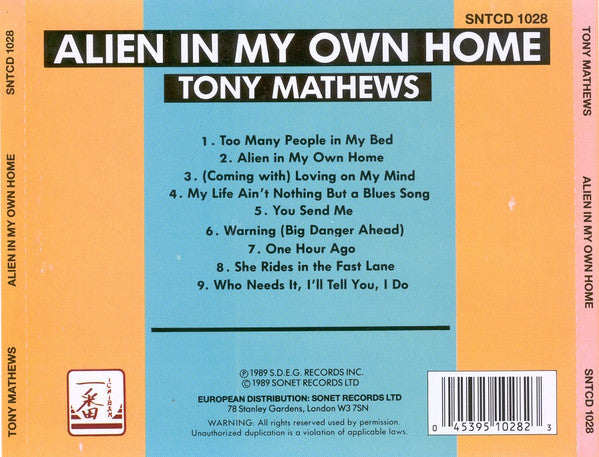 Tony Mathews : Alien In My Own Home (CD, Album)