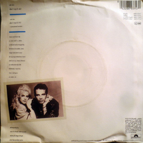 Pierre Cosso & Nikka Costa : Don't Cry (7", Single)