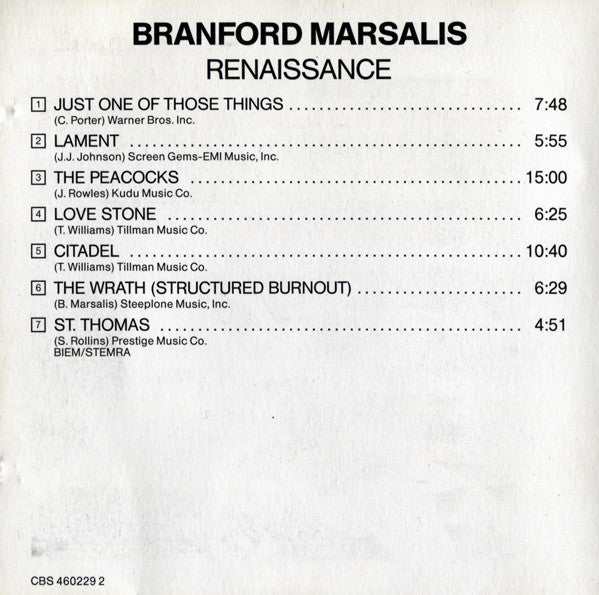 Branford Marsalis : Renaissance (CD, Album)