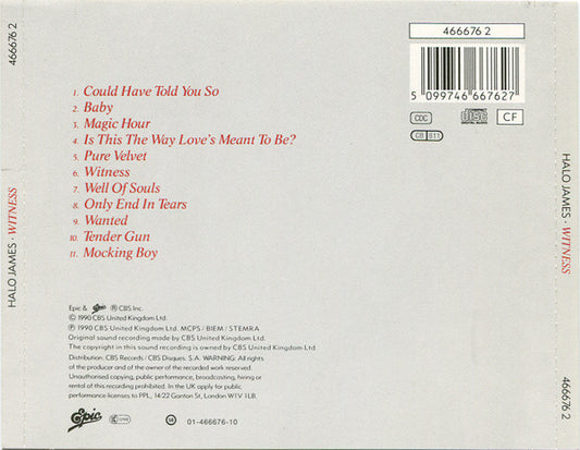 Halo James : Witness (CD, Album)
