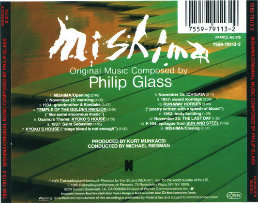 Philip Glass : Mishima (CD, Album)