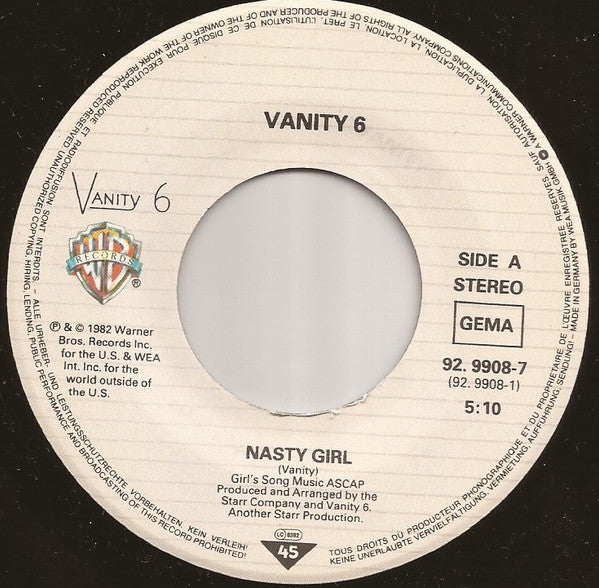 Vanity 6 : Nasty Girl (7", Single)