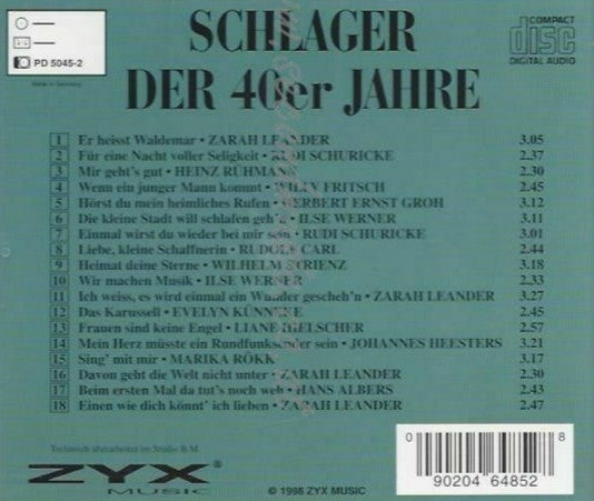 Various : Schlager Der 40er Jahre (CD, Comp)
