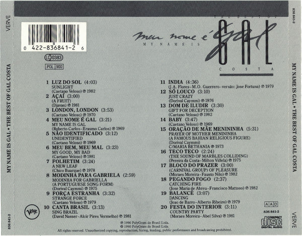 Gal Costa : Meu Nome É Gal (My Name Is Gal) - The Best Of Gal Costa (CD, Comp)
