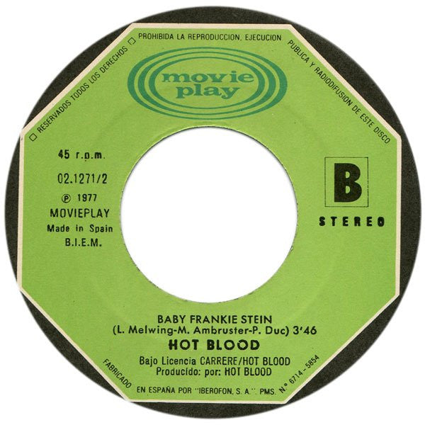 Hot Blood : Terror En La Discoteca (Terror On The Dancefloor) (7", Single)