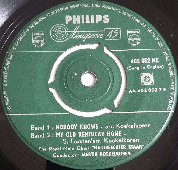 De Mastreechter Staar : Deep River / Old Black Joe / Nobody Knows / My Old Kentucky Home (7", EP, Mono)