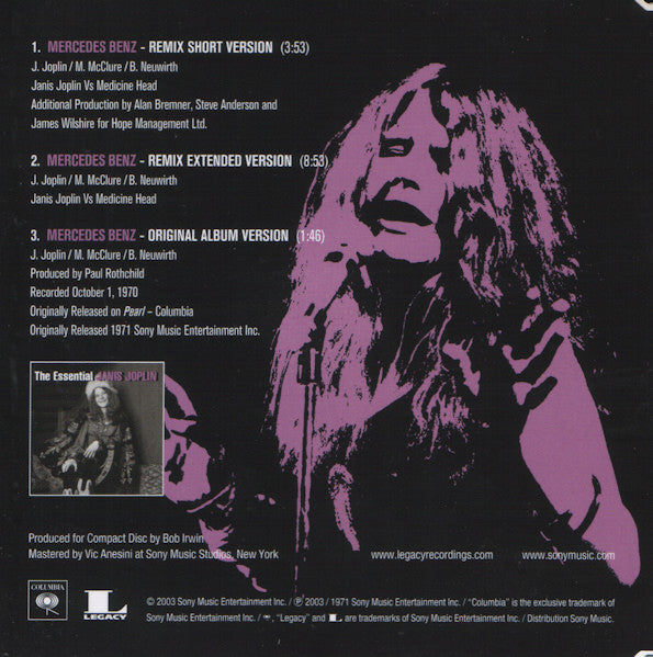 Janis Joplin : Mercedes Benz (CD, Single)