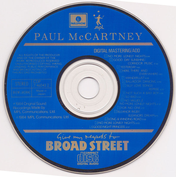 Paul McCartney : Give My Regards To Broad Street (CD, Album, Pre)