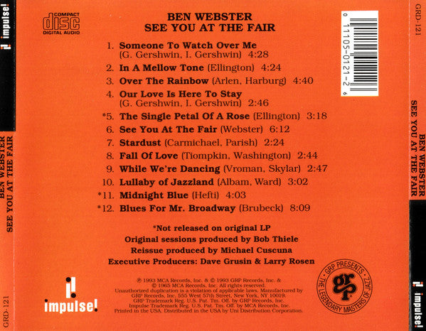 Ben Webster : See You At The Fair (CD, Album, RE, RM)