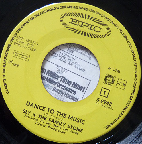 Sly & The Family Stone : Dance To The Music / Bad Risk (7", Single)