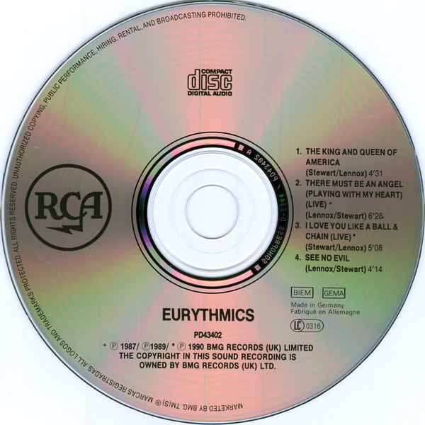 Eurythmics : The King And Queen Of America (CD, Maxi)