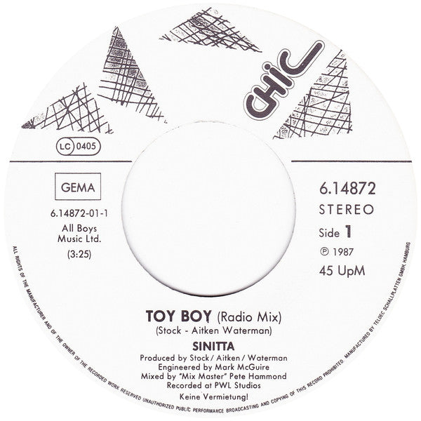 Sinitta : Toy Boy (7", Single)