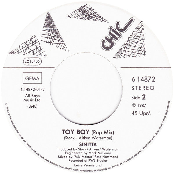 Sinitta : Toy Boy (7", Single)