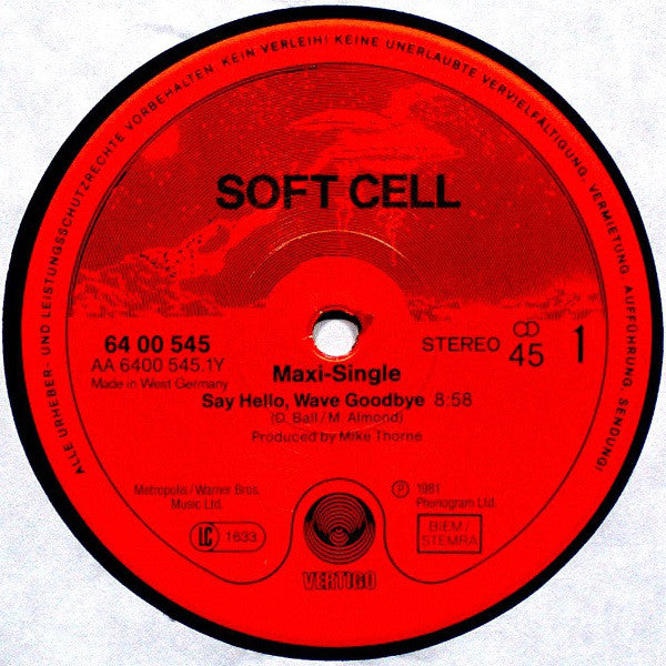 Soft Cell : Say Hello, Wave Goodbye (12", Maxi)