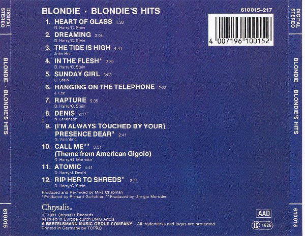 Blondie : Blondie's Hits (CD, Comp, RE)