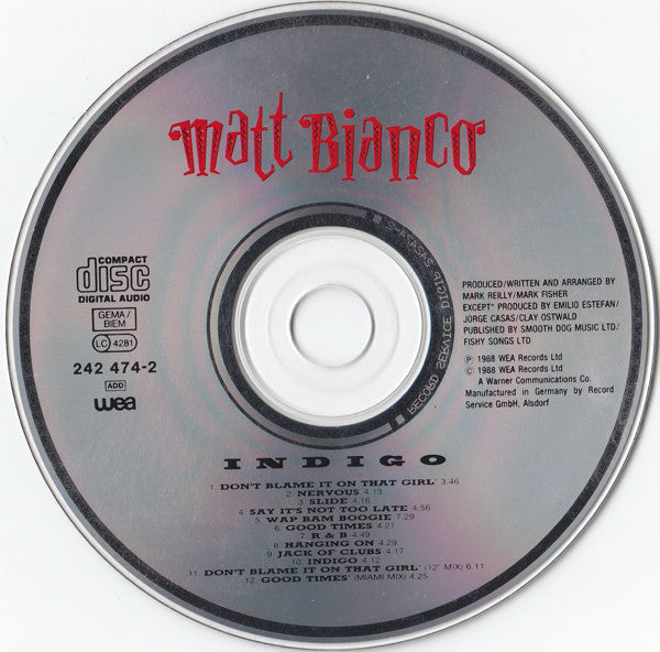 Matt Bianco : Indigo (CD, Album)
