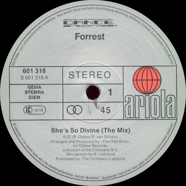 Forrest : She's So Divine (12")