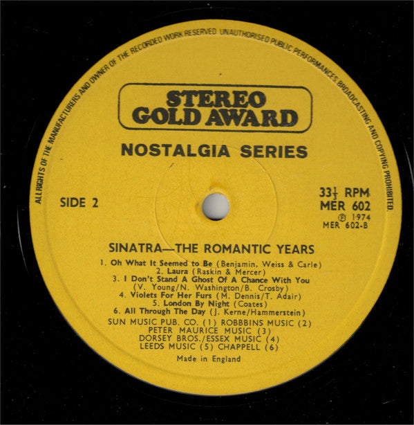 Frank Sinatra : The Romantic Years (LP, Comp, Mono)