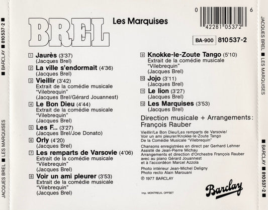 Jacques Brel : Les Marquises (CD, Album, RE, PDO)