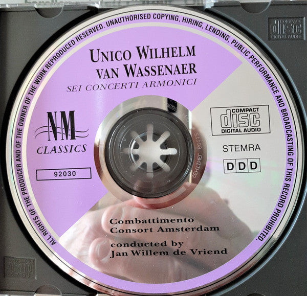 Unico Wilhelm Van Wassenaer - Combattimento Consort Amsterdam, Jan Willem de Vriend : Sei Concerti Armonici (CD)